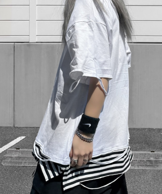 ビッグシルエットボーダーレイヤードTシャツ トップス REGIEVO