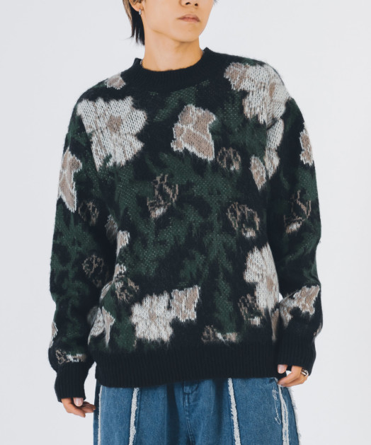 モヘアタッチ総柄ニット トップス REGIEVO