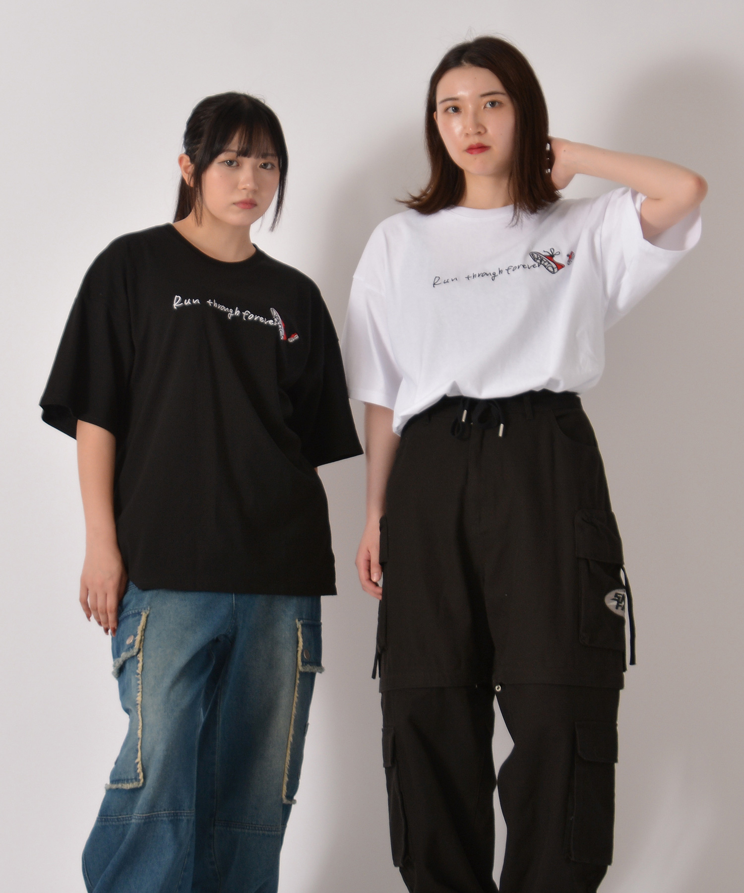 なみおくんスケボープリントドロップショルダーTシャツ トップス REGIEVO