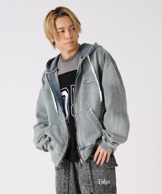 アップリケデニムパーカー トップス REGIEVO