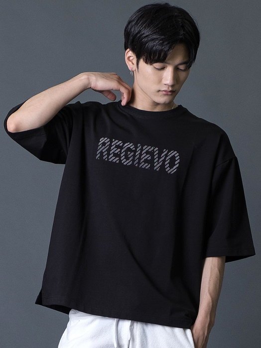 ブラシプリントビッグTシャツ トップス REGIEVO